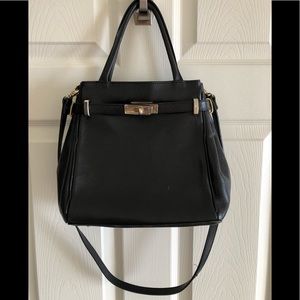 Black structured Sabatier leather shoulder bag